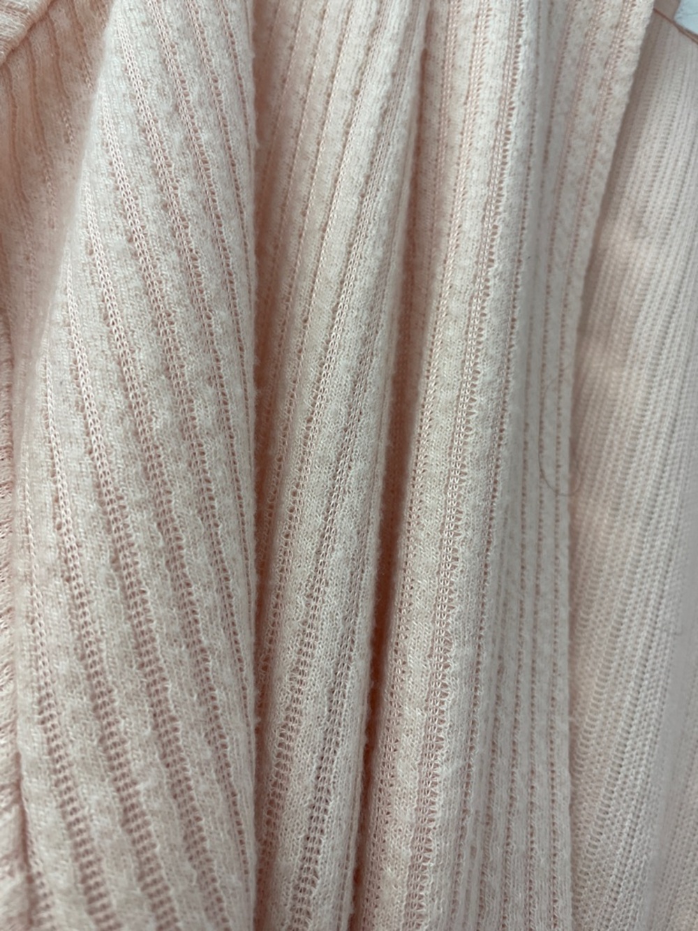 Bliss Soft Pink Ribbed Lounge Robe with Tie - Picture 4 of 6